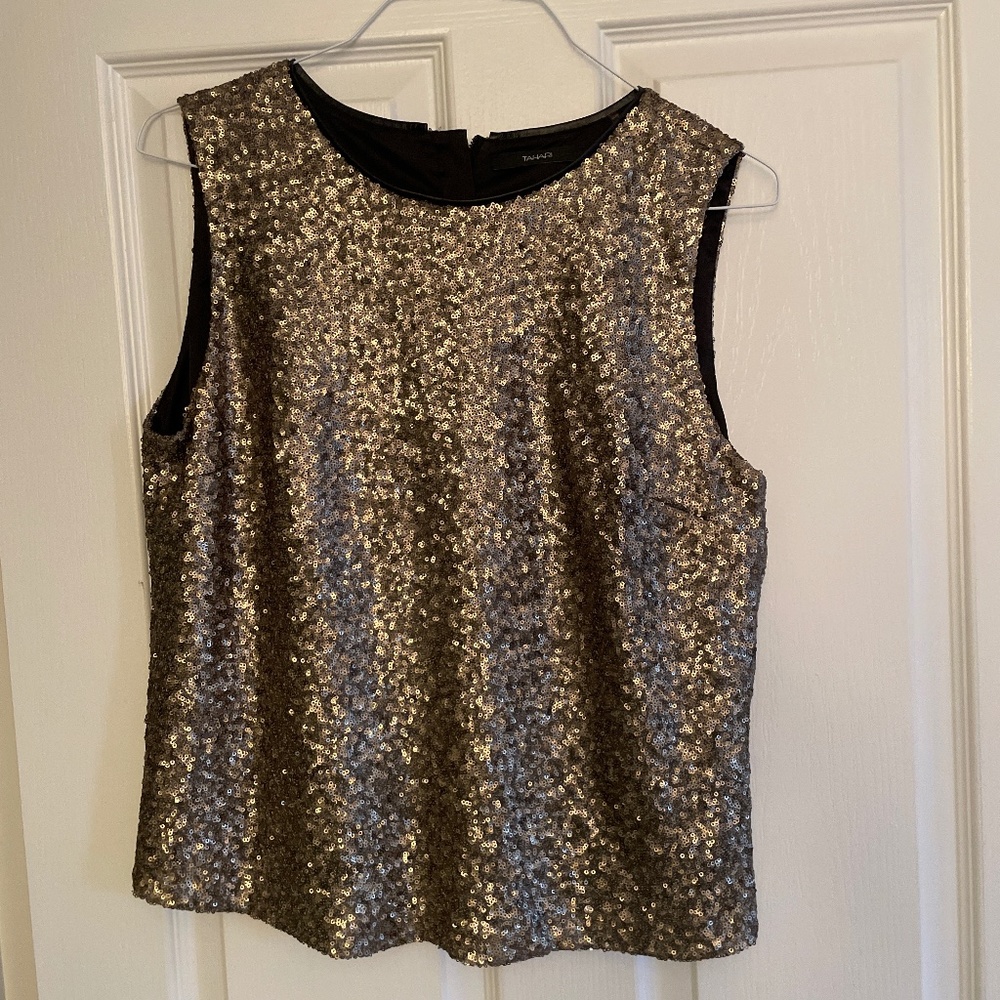 Tahari- Gold Sequin Top